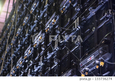 projection screen, rear view of connections 133736274