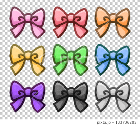 Cute hand-drawn ribbon material set of 9 colors Cute hand-drawn ribbon material set of 9 colors 133736285