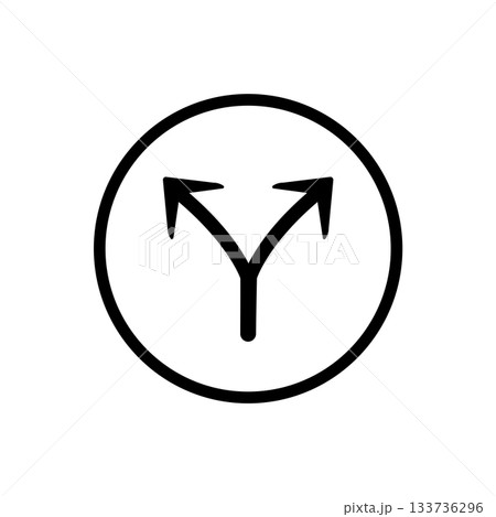 Two arrow double direction option way. Fork path two pathway multi traffic traffic icon Two arrow double direction option way. Fork path two pathway multi traffic traffic icon 133736296
