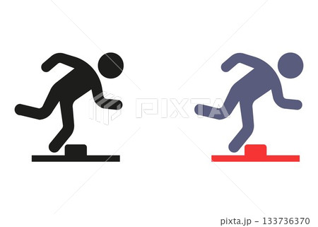 Black icon: Caution threshold. Man stumbled. 133736370