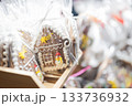 Delicious icing gingerbread cookies at the Christmas market for the New Year in Gdansk, Poland 133736932
