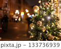 Banner of a decorated Christmas tree with decorations and bokeh for Christmas and New Year 133736939