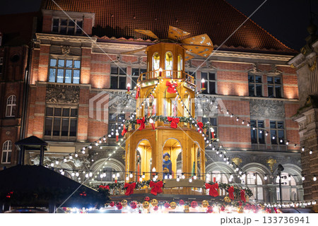 Christmas Fair with Decorations in the city center Gdansk Poland 133736941