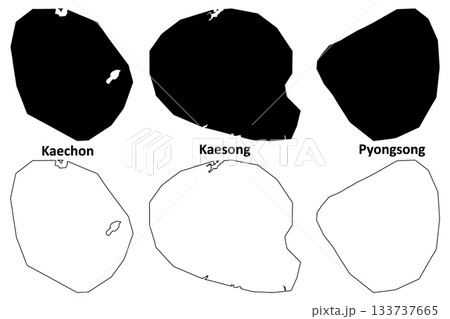 Kaechon, Pyongyang and Kaesong city (North Korea, Democratic People's Republic of Korea, DPRK) map vector illustration, scribble sketch Kaech'on map 133737665