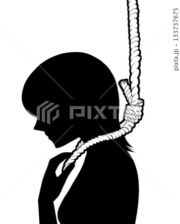 首吊り自殺しようとしている女性 首吊り自殺しようとしている女性 133737675