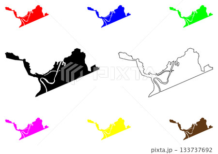 Trondheim city (Kingdom of Norway) map vector illustration, scribble sketch Traante, Kaupangen or Trondhjem map 133737692