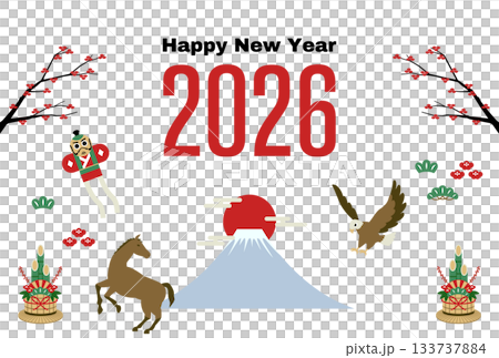 2026年新年快樂設計/新年幸運圖示集（彩色） 133737884