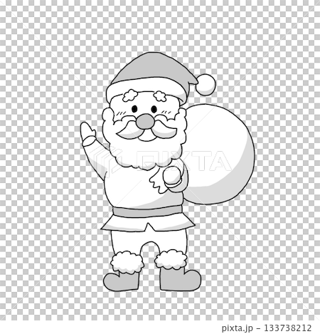 サンタクロースのモノクロイラスト 133738212