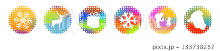 Merry Christmas colored stickers , hand drawn. Not AI, Vector illustration Merry Christmas colored stickers , hand drawn. Not AI, Vector illustration 133738287