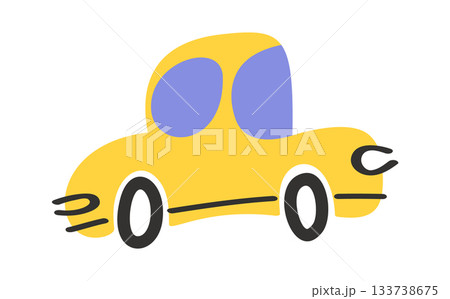 Yellow car city transport drawing 133738675