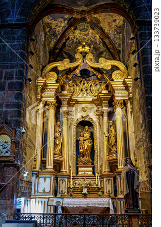 Interior of historic Saint Pierre church in Prades in Languedoc- Interior of historic Saint Pierre church in Prades in Languedoc- 133739023