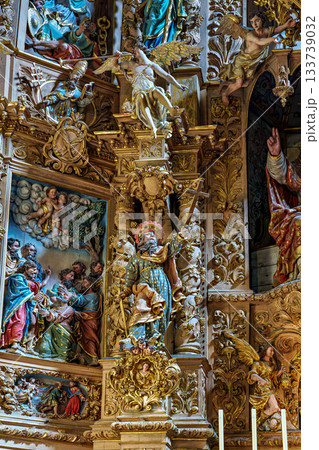 Interior of historic Saint Pierre church in Prades in Languedoc- 133739032