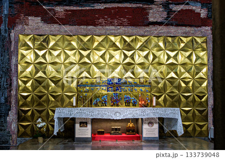 Interior of the Basilica of Saint Pius X in Lourdes, France Interior of the Basilica of Saint Pius X in Lourdes, France 133739048
