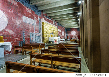 Interior of the Basilica of Saint Pius X in Lourdes, France Interior of the Basilica of Saint Pius X in Lourdes, France 133739051