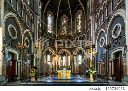 Interior of the Basilica in the Sanctuary of Lourdes, France. Interior of the Basilica in the Sanctuary of Lourdes, France. 133739058