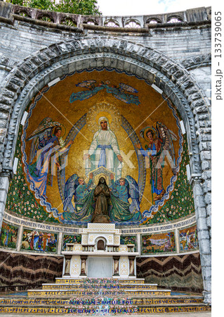 Interior of the Basilica in the Sanctuary of Lourdes, France. Interior of the Basilica in the Sanctuary of Lourdes, France. 133739065
