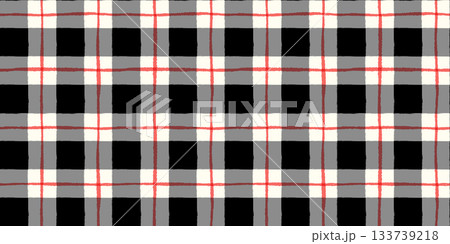 Hand Painted Black and Red Check Seamless Vector Pattern, Plaid Background for Winter Fabric and Paper Design Hand Painted Black and Red Check Seamless Vector Pattern, Plaid Background for Winter Fabric and Paper Design 133739218