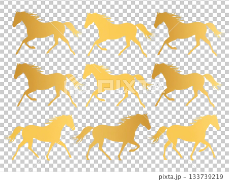 Gold Horse Silhouette Gold Horse Silhouette 133739219