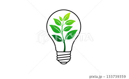 Light bulb logo illustration on white background. Technology and ecology concept 133739359