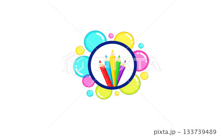 Pencil illustration logo on a white background 133739489