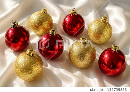 Golden and Red Christmas Balls 133739888