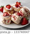 Freshly Baked Strawberry Sweet Rolls with Icing  133740047