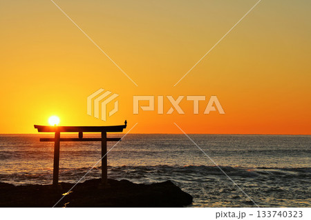茨城県　大洗磯前神社からの初日の出 133740323