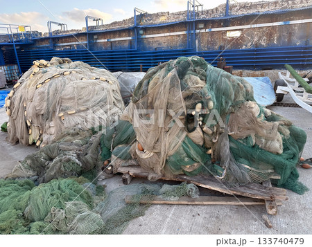 Fishing nets in a fishing port Fishing nets in a fishing port 133740479