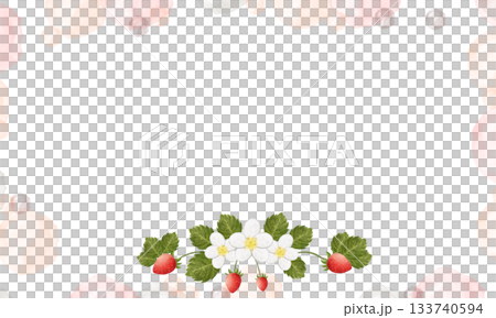 水彩風ピンク色の水玉のいちごフレーム(文字なし) 133740594