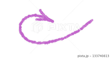 Hand drawn purple chalk swirl arrow with crayon stroke forms a unique pastel element. Icon with pointer style for modern concept, soft and artistic symbol, ideal for creative decor or template. Hand drawn purple chalk swirl arrow with crayon stroke forms a unique pastel element. Icon with pointer style for modern concept, soft and artistic symbol, ideal for creative decor or template. 133740813