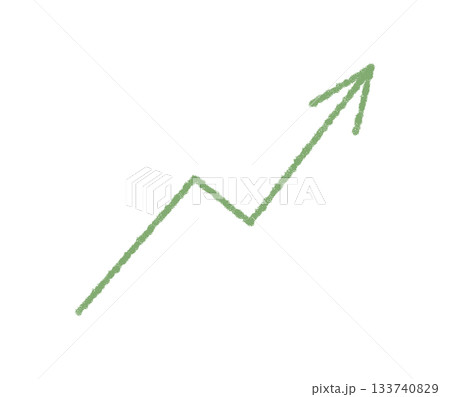Green crayon chart arrow symbol with hand drawn style. Up arrow as finance icon and diagram element. Graph axis adds to a rough, textured look, suitable for business, education, or creative Green crayon chart arrow symbol with hand drawn style. Up arrow as finance icon and diagram element. Graph axis adds to a rough, textured look, suitable for business, education, or creative 133740829