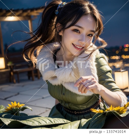 ひまわりの黄昏、笑顔!! ひまわりの黄昏、笑顔!! 133741014