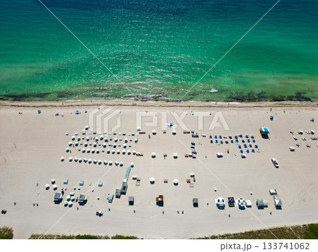 Miami south beach luxury summer area in city downtown for vacation in Florida. Miami beach aerial view. Summer beach in Miami 133741062