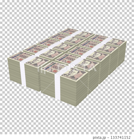 Economic illustration material - Stacks of new banknotes, realistic 10,000 yen bills, 100 million yen bills, stacked flat (1_4) Economic illustration material - Stacks of new banknotes, realistic 10,000 yen bills, 100 million yen bills, stacked flat (1_4) 133741152