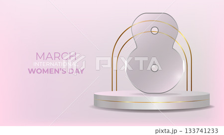 March 8 International Womens Day Celebrate holiday. Symbol of equality strength and femininity. For marketing banner social media and campaign. Vector illustration. 133741233