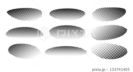 Set of shadow shapes with halftone effect isolated on white background. Abstract elements with gritty, noise or pixel texture. Organic forms with polka dot pattern. Vector graphic illustration Set of shadow shapes with halftone effect isolated on white background. Abstract elements with gritty, noise or pixel texture. Organic forms with polka dot pattern. Vector graphic illustration 133741405