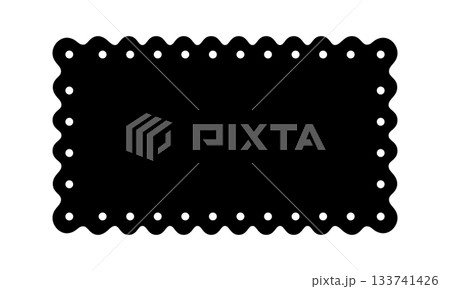 Rectangle shape with scalloped dotted borders. Rectangular geometric form with curvy edges. Blank textbox, tag or label template isolated on white background. Vector graphic illustration Rectangle shape with scalloped dotted borders. Rectangular geometric form with curvy edges. Blank textbox, tag or label template isolated on white background. Vector graphic illustration 133741426