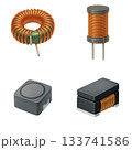 色鉛筆画風コイル、インダクタ 133741586