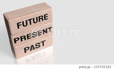Past Present Future Timeline Concept Blocks 3d rendering. 133742102