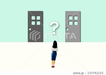 女性のビジネスマンと選択のドア 133742233