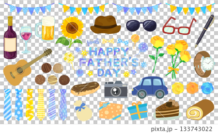 父親節插畫向量素材套裝 133743022