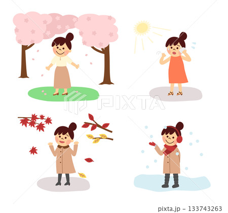 四季を過ごす女性 133743263