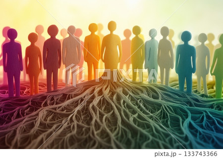 Multicolor Paper Cutouts of People Arranged Like a Tree Structure Multicolor Paper Cutouts of People Arranged Like a Tree Structure 133743366