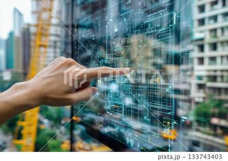 Hand Interacting with Digital Display in Urban Construction Environment 133743403