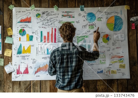 Clinical Researcher Presenting Data on a Large Whiteboard Clinical Researcher Presenting Data on a Large Whiteboard 133743476