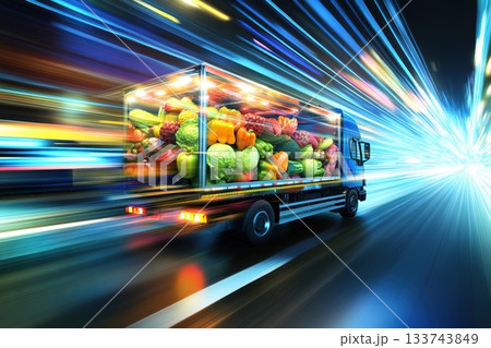 Fast Delivery Truck Racing Against Time with...のイラスト素材 [133743849] - PIXTA