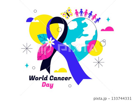 World Cancer Day Vector Illustration on February 4 Featuring a Ribbon to Raise Cancer Awareness and Support Women's Healthcare in a Flat Background 133744331