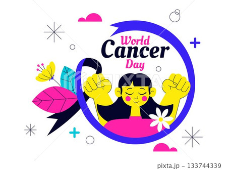 World Cancer Day Vector Illustration on February 4 Featuring a Ribbon to Raise Cancer Awareness and Support Women's Healthcare in a Flat Background World Cancer Day Vector Illustration on February 4 Featuring a Ribbon to Raise Cancer Awareness and Support Women's Healthcare in a Flat Background 133744339