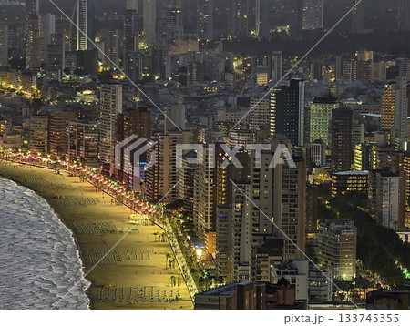bright night streets with lively venues, vivid nighttime bay area with neon signs and bustling cafes 133745355