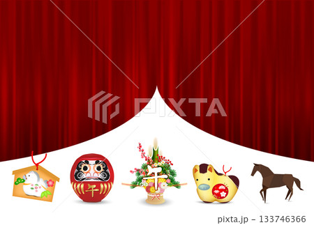 午　年賀状　干支　背景 133746366